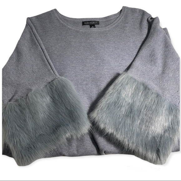 Parkhurst | Faux Fur Sleeve Sweater Dress | M - Picture 3 of 8